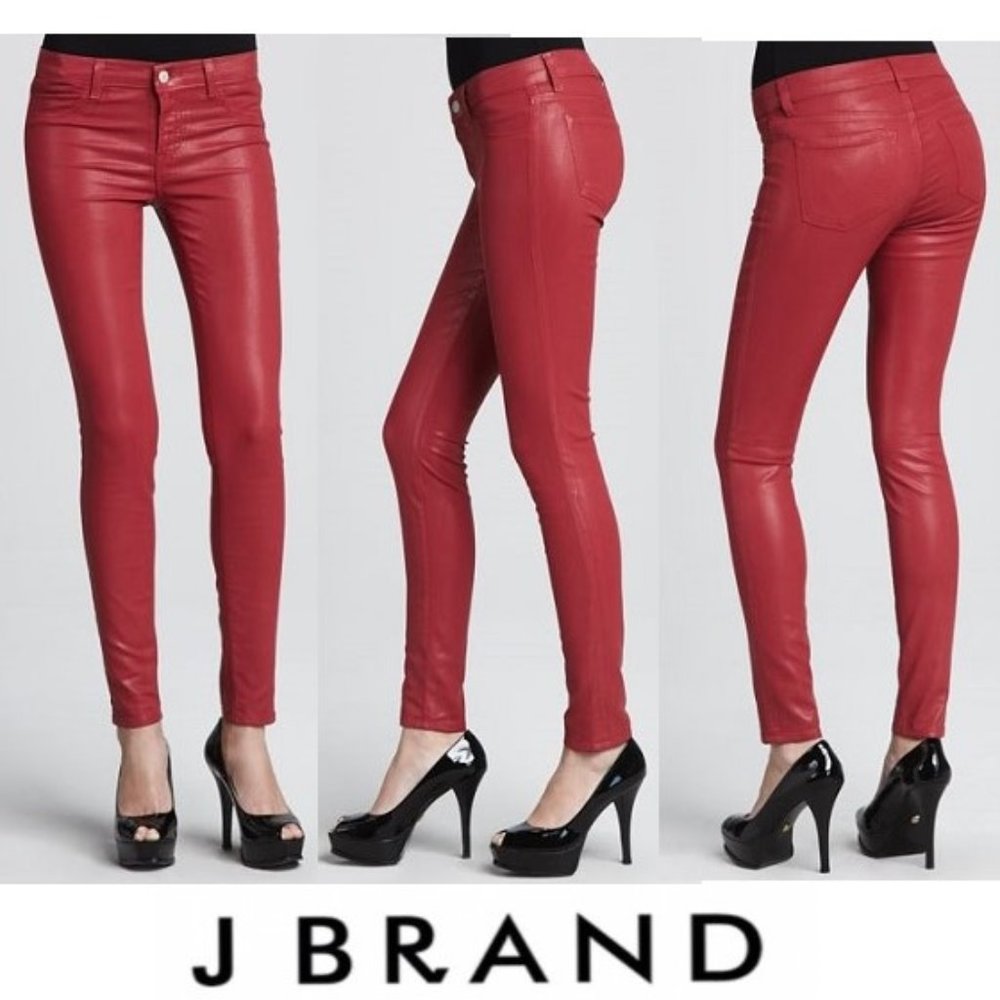 J Brand L8001 Lamb Leather Ankle Zip Skinny Jeans